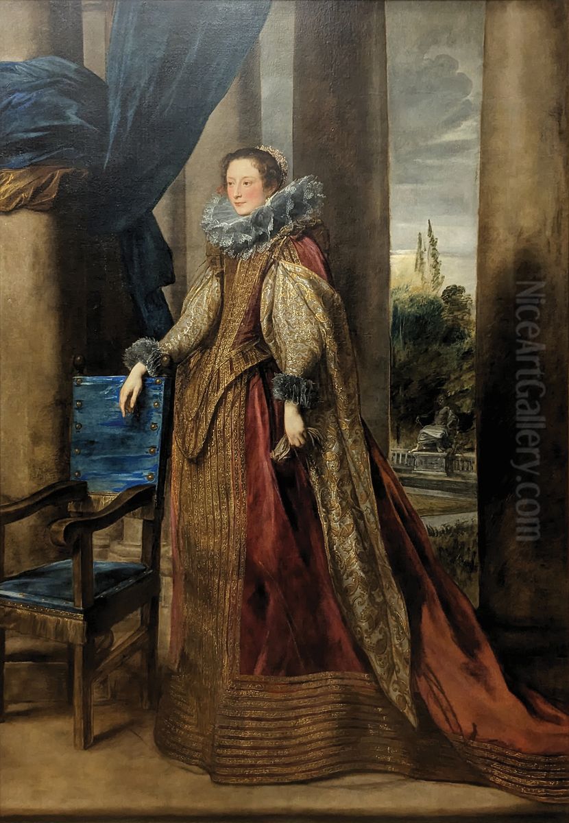 Portrait d'une dame genoise Oil Painting by Sir Anthony Van Dyck
