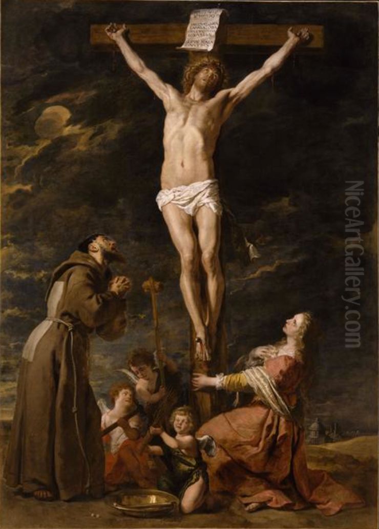 The Crucifixion with Saint Mary Magdalene and Saint Francis Oil Painting by Gaspar De Crayer