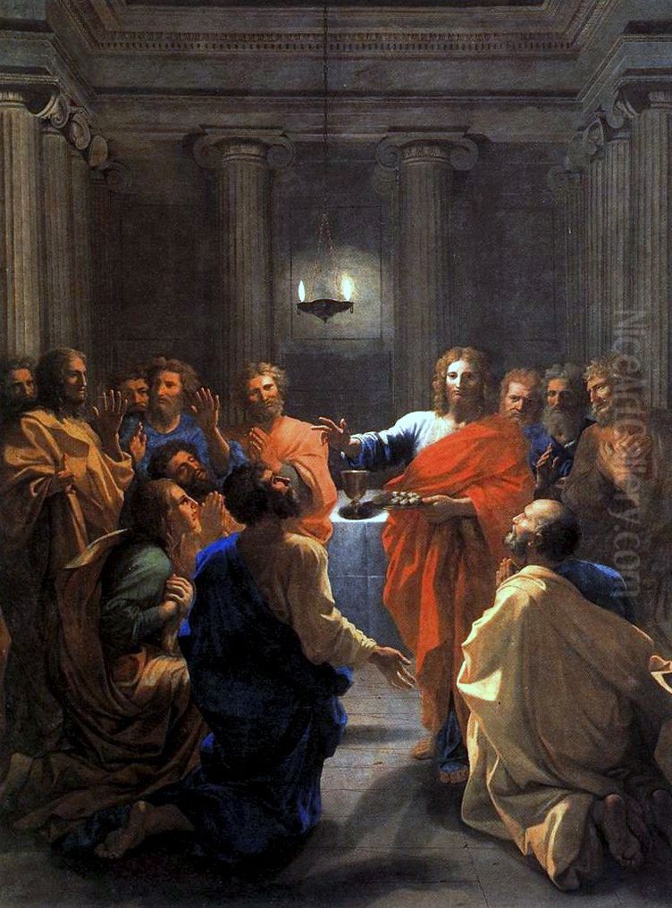 Jesus Christ instituant l'Eucharistie Oil Painting by Nicolas Poussin