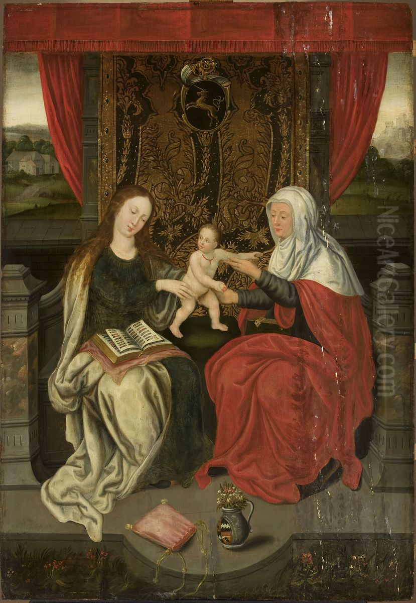 Madonna with Child Jesus and St. Anne Oil Painting by Orley, Bernard van