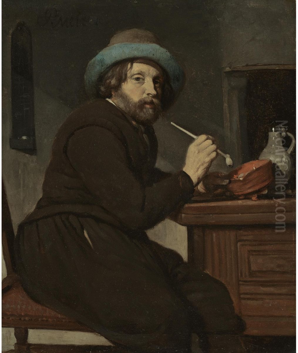 Smoker Seated at a Table Oil Painting by Gabriel Metsu