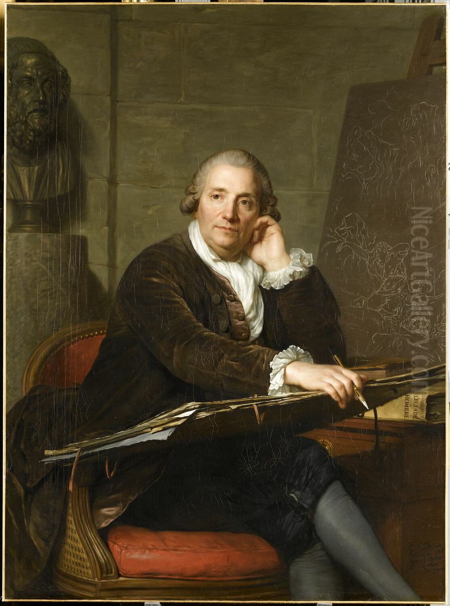 Gabriel-Francois Doyen (1726-1806), peintre;Pres de lui, une ebauche de 