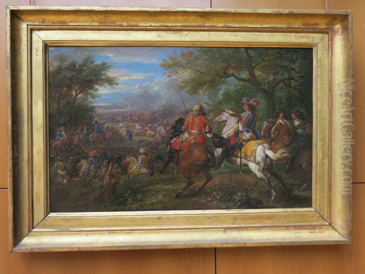 Defaite du comte de Marsin pres du canal de Bruges Oil Painting by Adam Frans van der Meulen