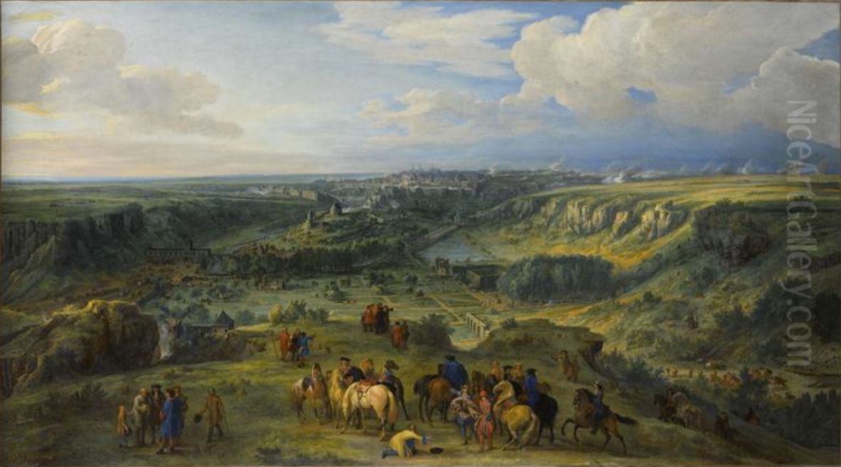 View of the City of Luxemburg from the baths of Mansfeld (taken on 3 June 1684) Oil Painting by Adam Frans van der Meulen