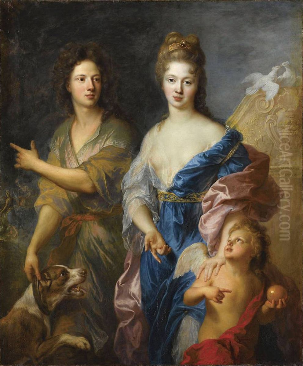 Portrait d'un couple en Venus et Paris Oil Painting by Francois de Troy