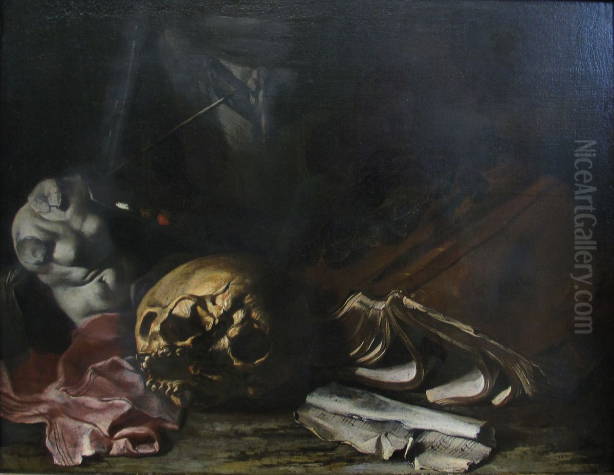 Vanitas-Stillleben Oil Painting by Salvator Rosa