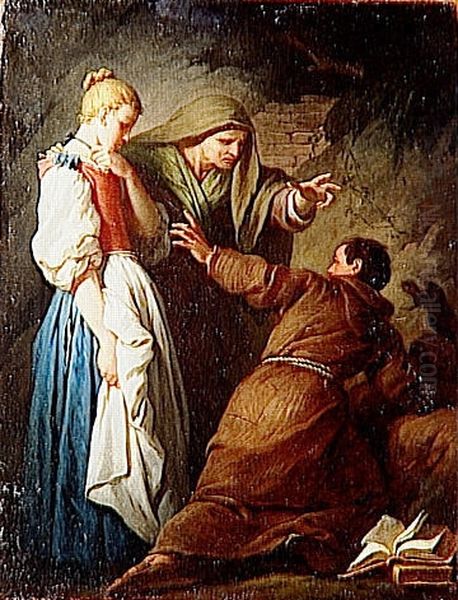 L'Ermite ou Frere Luce. D'apres un conte de Jean de la Fontaine Oil Painting by Pierre Subleyras