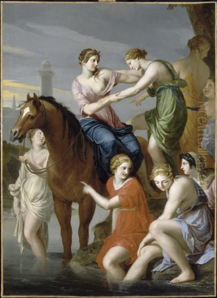 Cloelia crossing the Tiber Oil Painting by Jacques Stella