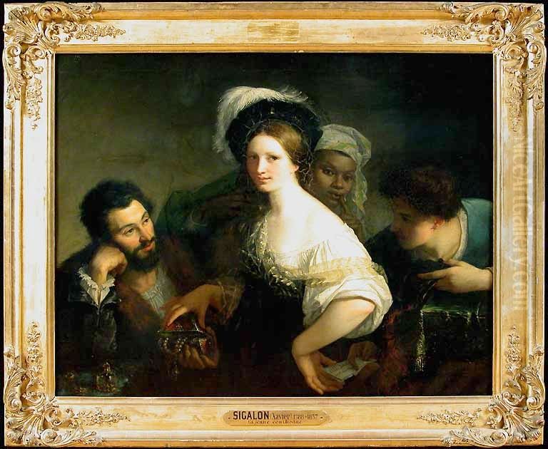 Une jeune courtisane Oil Painting by Xavier Sigalon