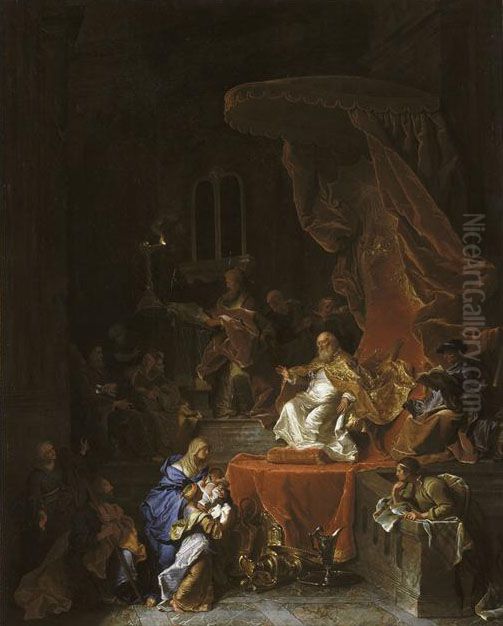 De presentatie in de tempel Oil Painting by Hyacinthe Rigaud
