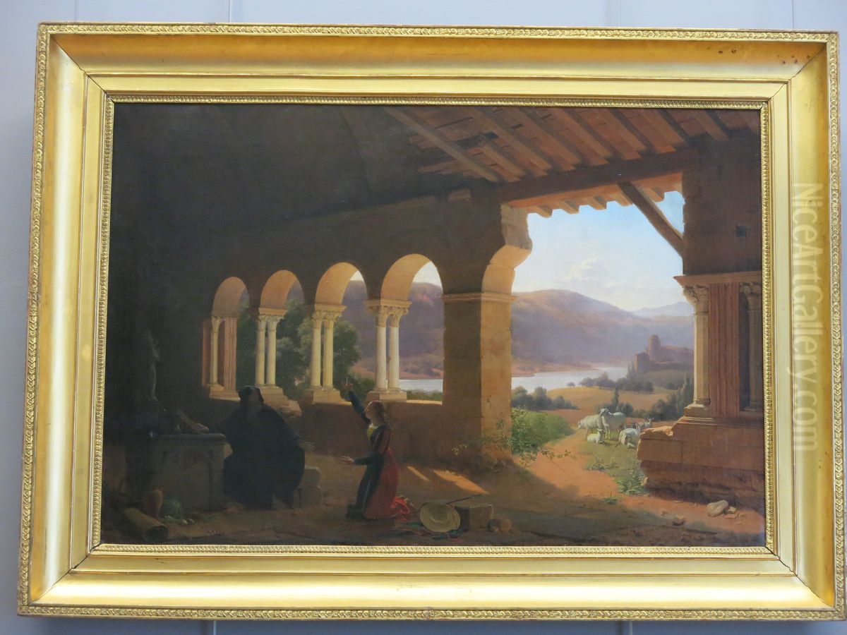 Jeanne d'Arc venant consulter l'ermite de Vaucouleurs Oil Painting by Francois Fleury-Richard