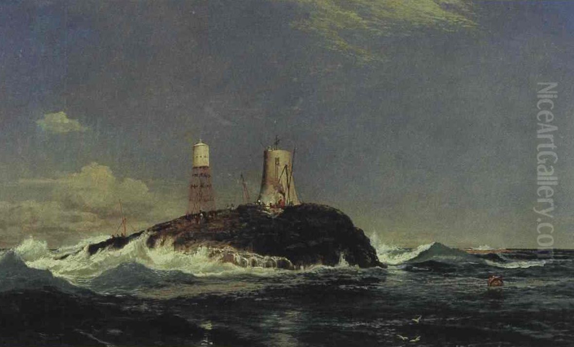 Dubh artach (Dhu Heartach Lighthouse) Oil Painting by Samuel Bough