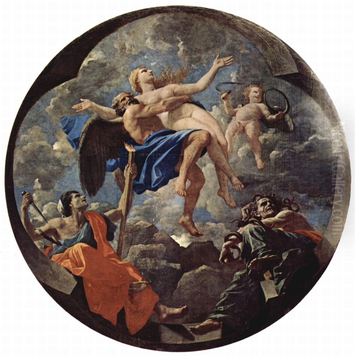 Time defending Truth against the attacks of Envy and Discord Oil Painting by Nicolas Poussin
