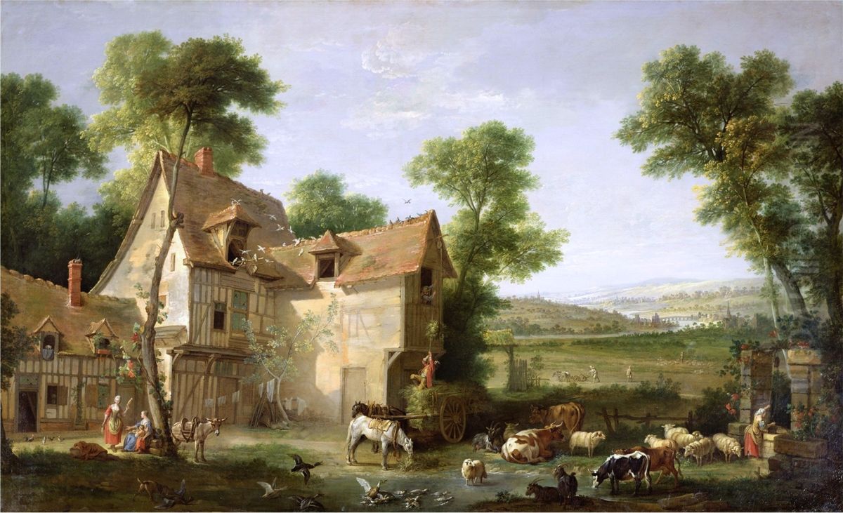 La ferme Oil Painting by Jean-Baptiste Oudry
