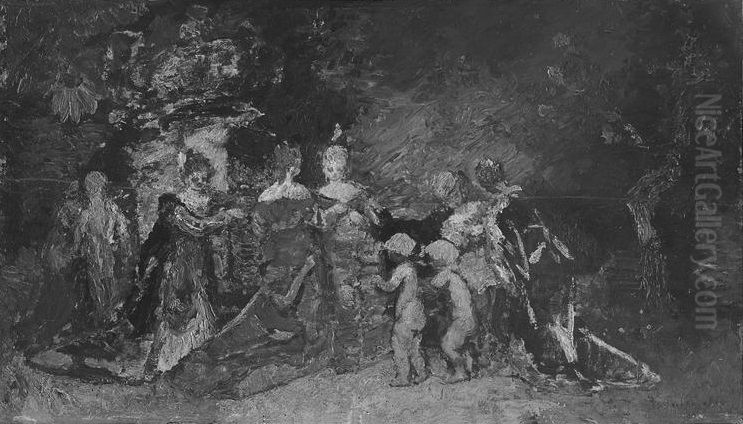 Reunion dans un parc Oil Painting by Adolphe Joseph Thomas Monticelli