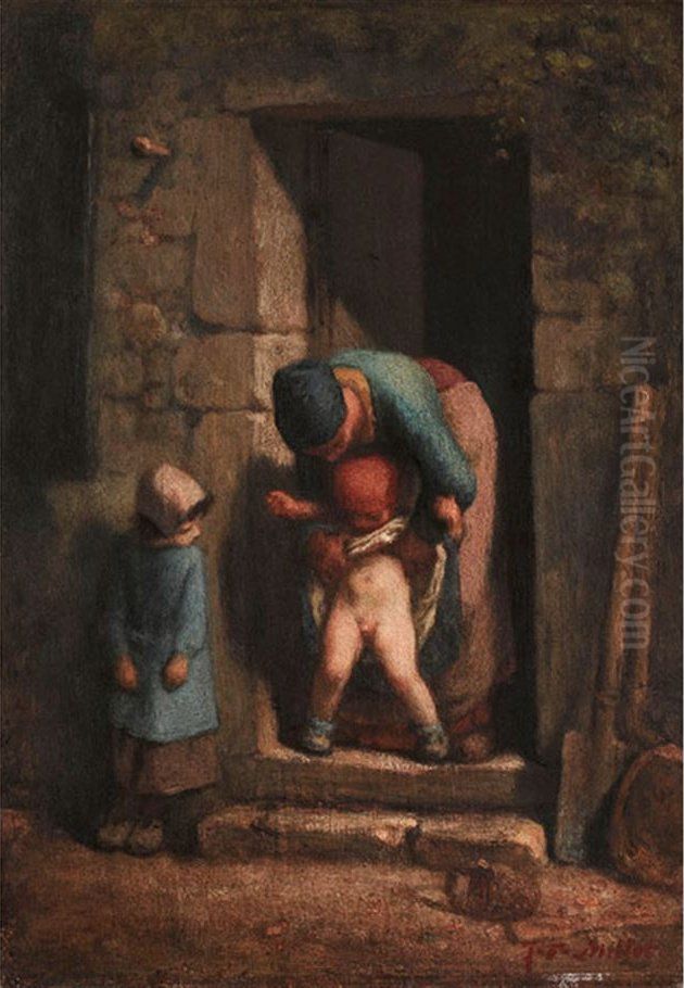 Maternal Precaution Oil Painting by Jean-Francois Millet