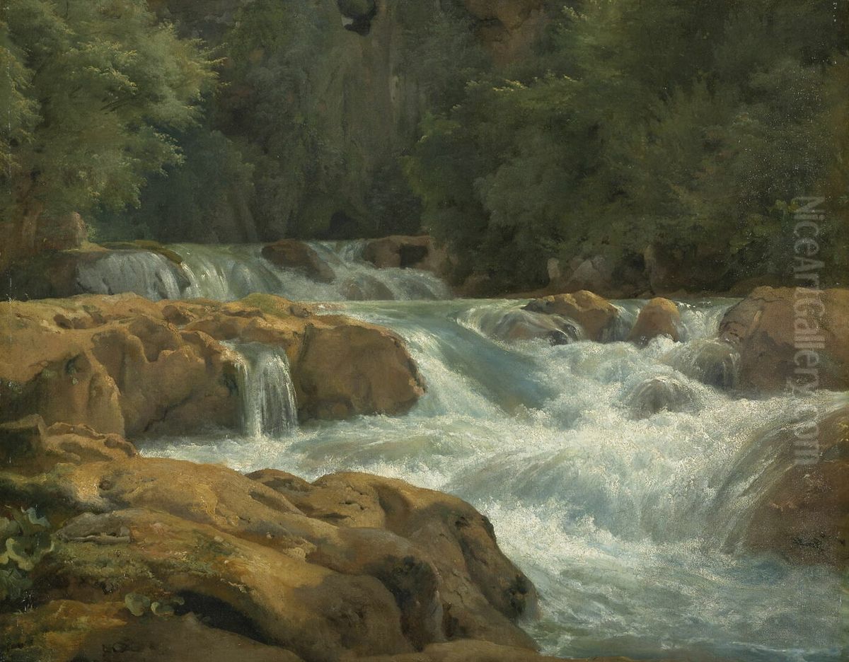 Le torrent (Tivoli) Oil Painting by Achille Etna Michallon
