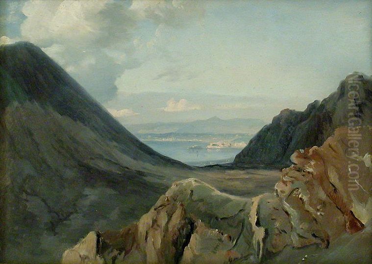 Vue de Naples, prise des hauteurs du Vesuve Oil Painting by Achille Etna Michallon