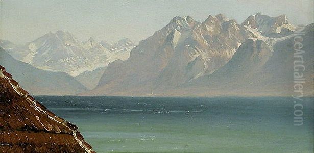 Lac et montagnes Oil Painting by Achille Etna Michallon
