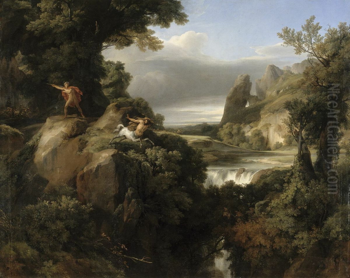 Paysage: Thesee poursuivant les Centaures Oil Painting by Achille Etna Michallon