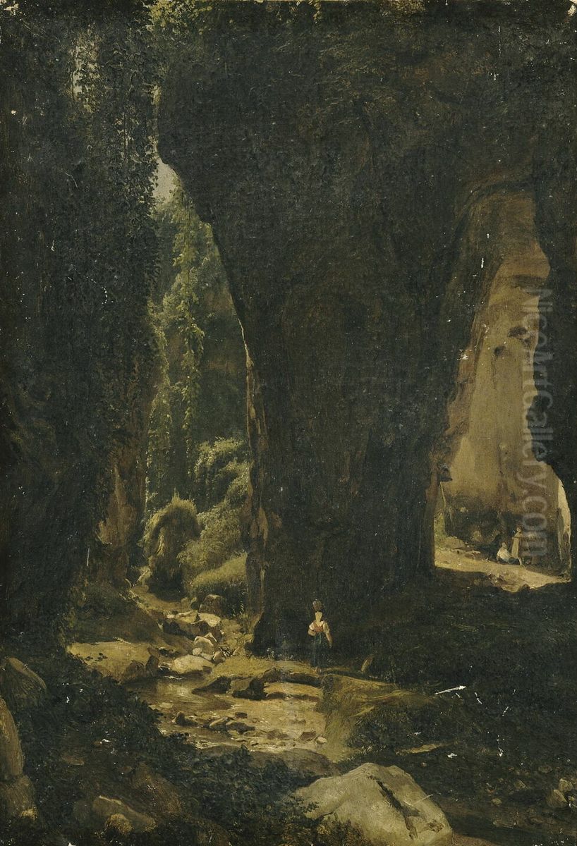 Ravin de Sorrente Oil Painting by Achille Etna Michallon
