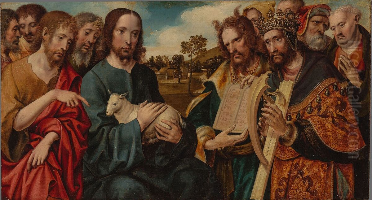 Christus als Lam Gods Oil Painting by Cornelis Engebrechtsz.