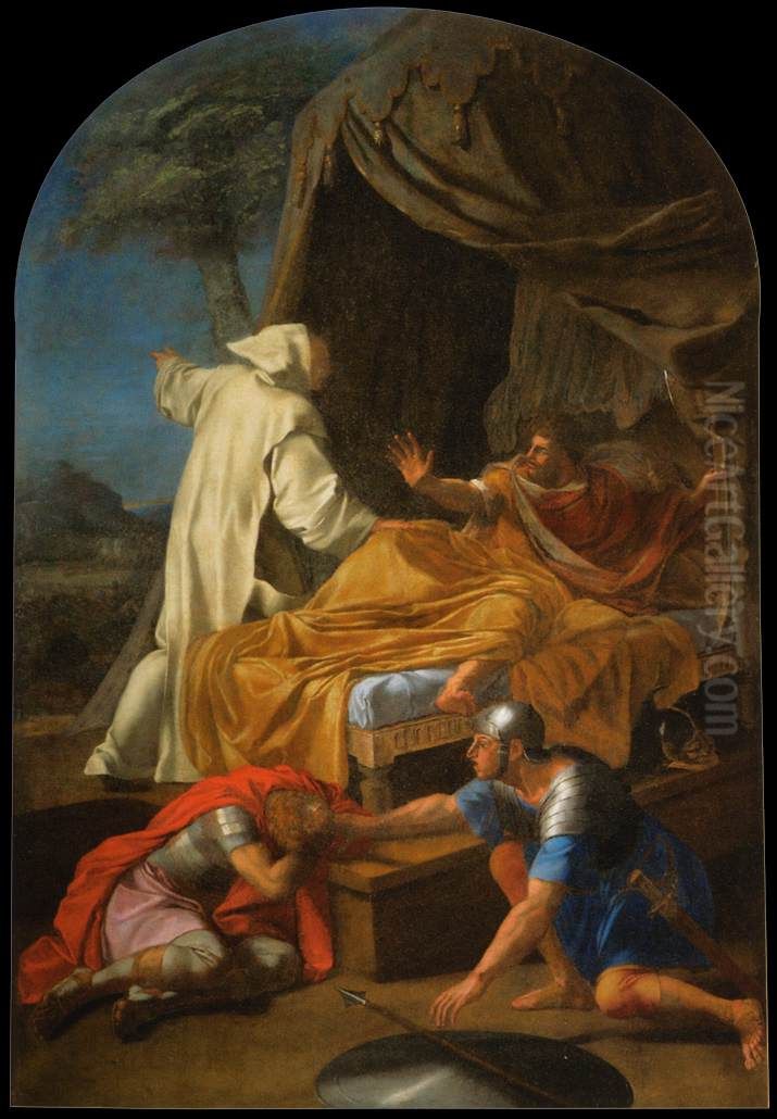 St Bruno Appearing to Comte Roger Oil Painting by Eustache Le Sueur