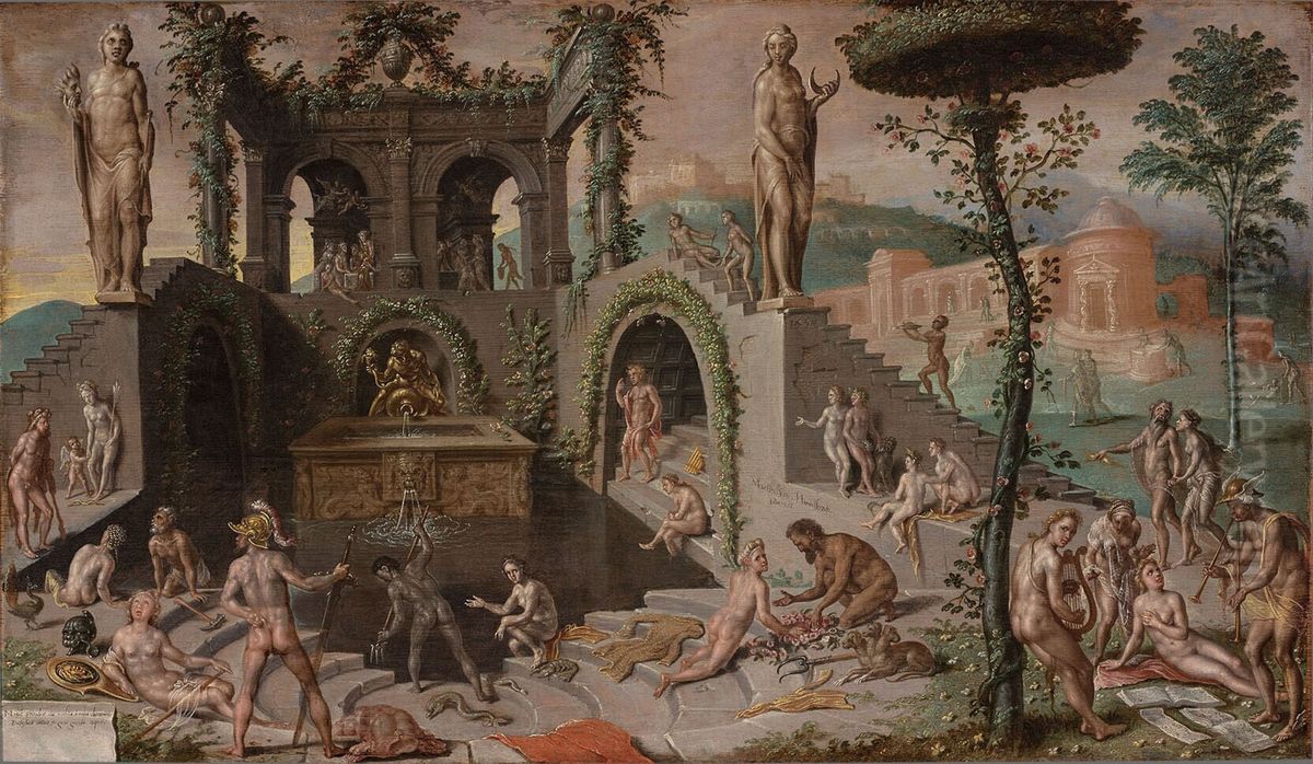 De goden van de Olympus Oil Painting by Maarten Van Heemskerck