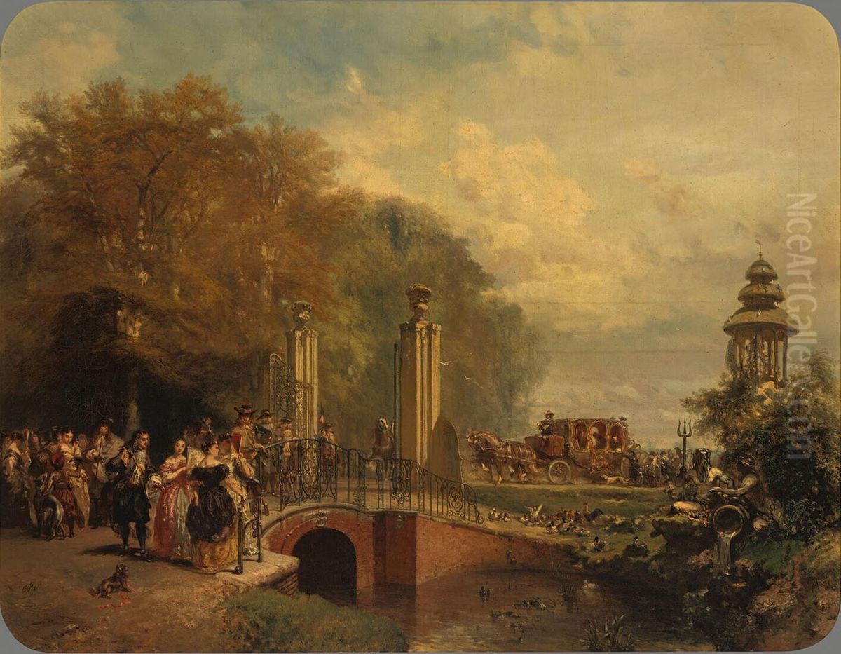 De uitrit uit een park Oil Painting by Charles Rochussen