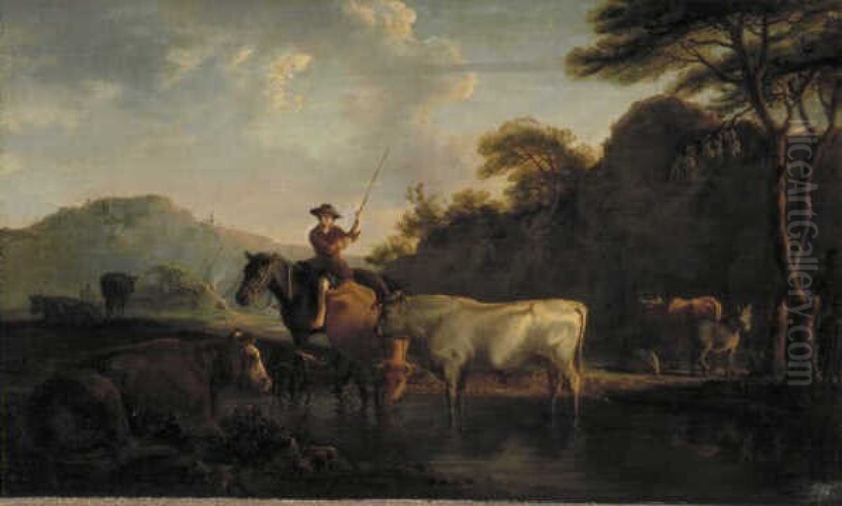 De zilvergrijze stier Oil Painting by Constant Troyon