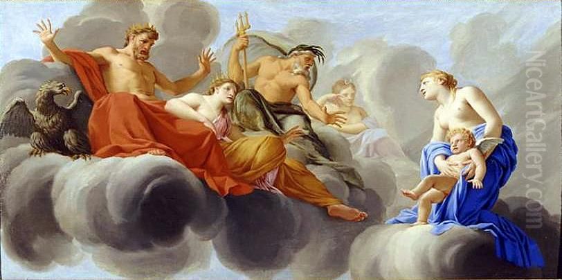 Venus presente l'Amour a Jupiter Oil Painting by Eustache Le Sueur