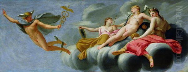 Cupid orders Mercury, messenger of the Gods, to announce the Power of Love to the Universe Oil Painting by Eustache Le Sueur