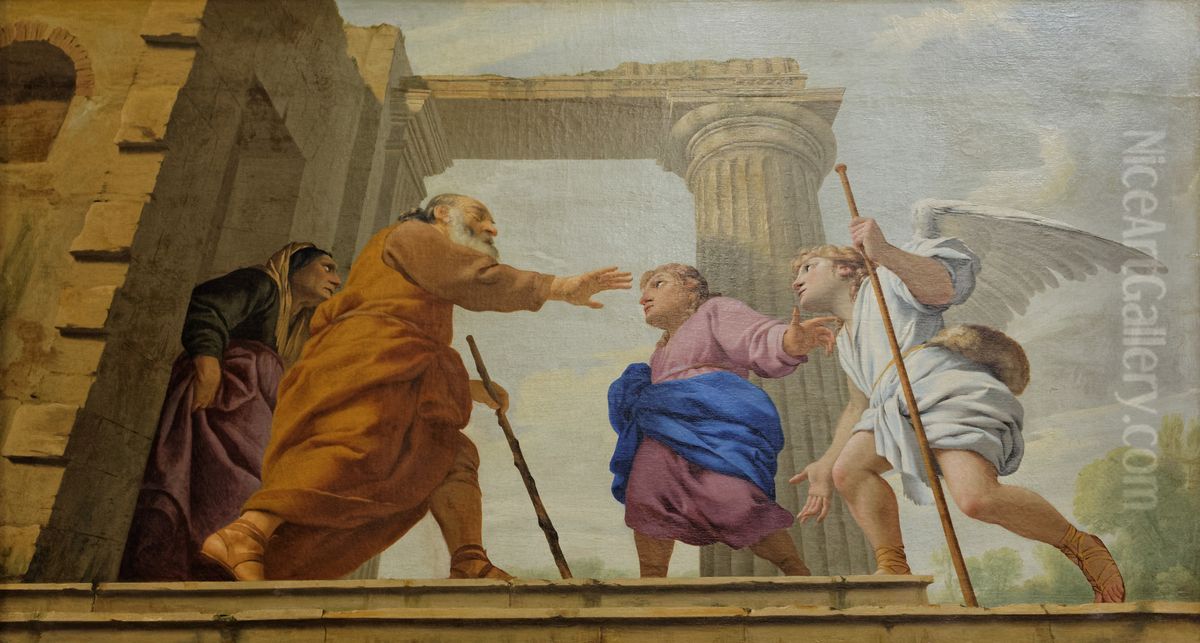 Le Retour de Tobie Oil Painting by Eustache Le Sueur