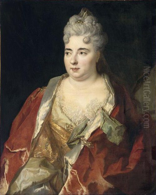 Presumed portrait ofMarie Anne Mancini(1649-1714) Oil Painting by Nicolas de Largilliere