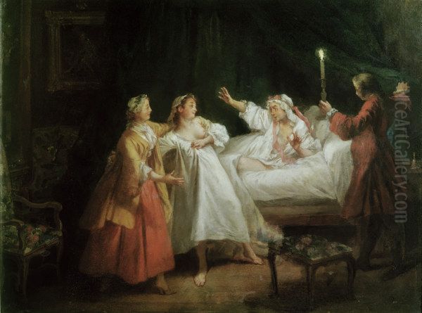 Le Gascon puni (La Fontaine, Contes) Oil Painting by Nicolas Lancret