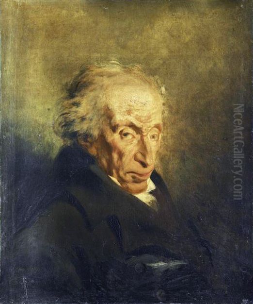 Portrait of Filippo Buonarotti (1761-1837) Oil Painting by Philippe-Auguste Jeanron