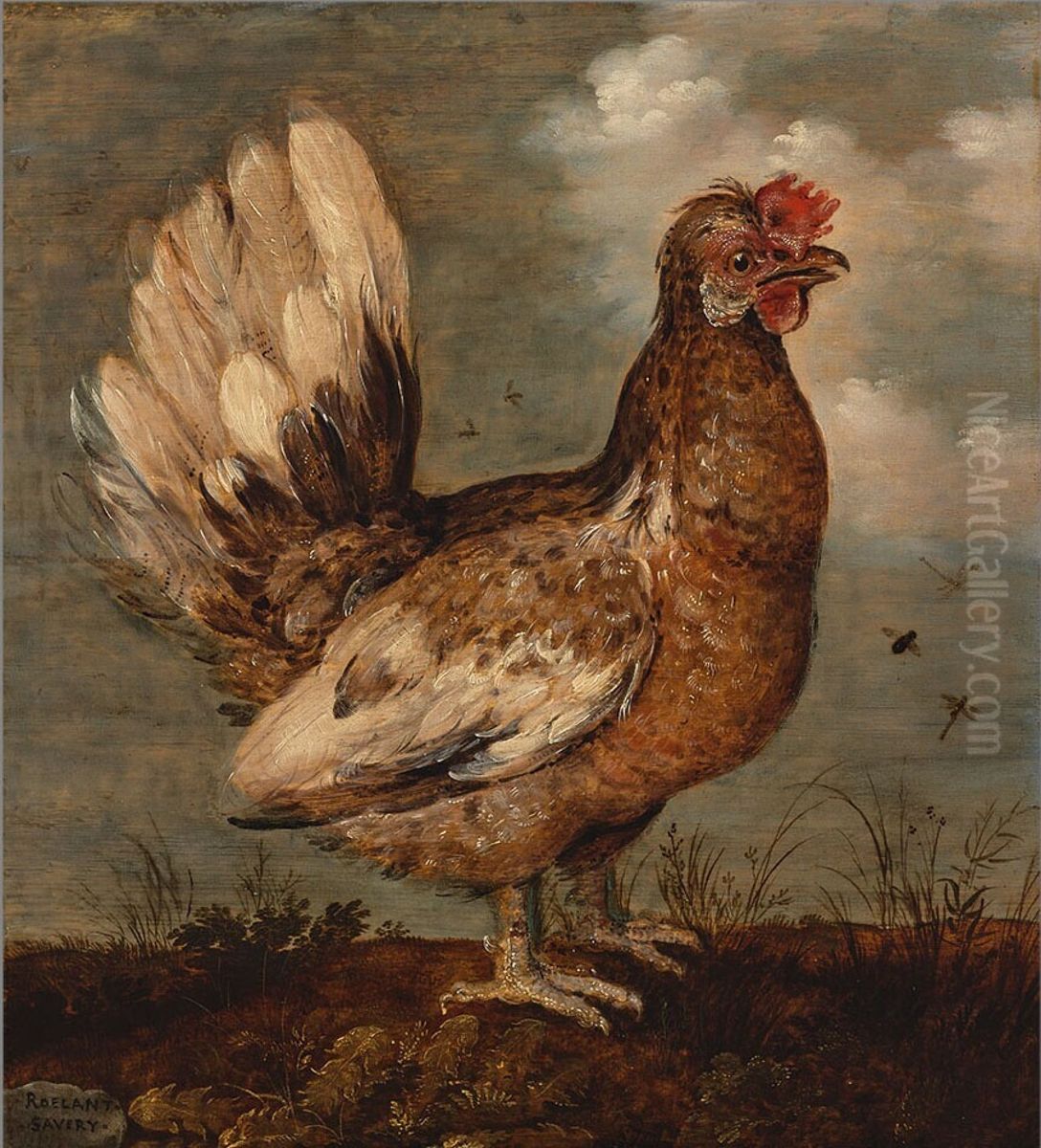 Een hoentje Oil Painting by Roelant Savery