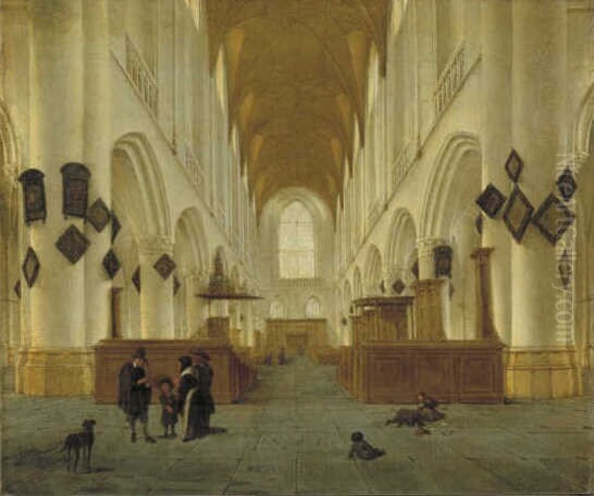 Gezicht in de Sint Bavo te Haarlem Oil Painting by Isaak van Nickelen