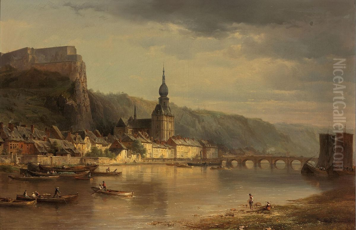 Gezicht op Dinant Oil Painting by Pierre-Justin Ouvrie
