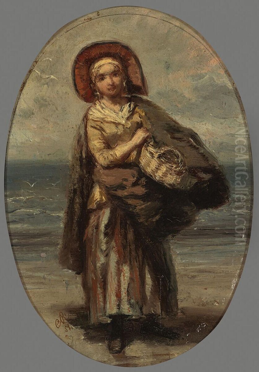 Jonge vissersvrouw Oil Painting by Charles Rochussen