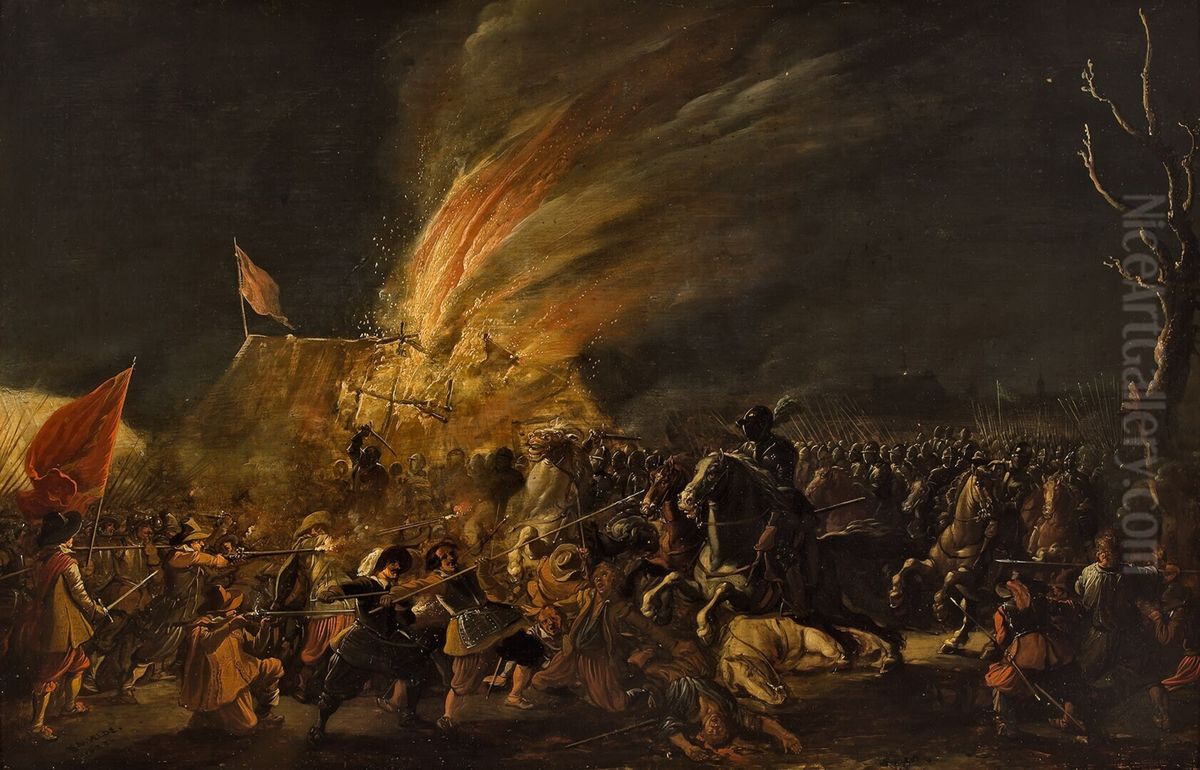 Nocturnal Fight Oil Painting by Esaias Van De Velde