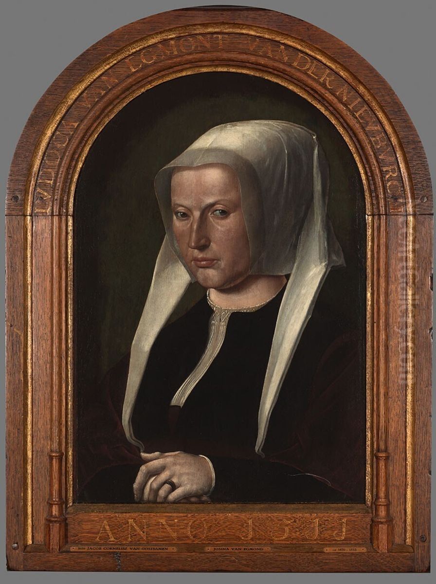 Portret van Judoca van Egmond van der Nieuburgh Oil Painting by Jacob Cornelisz Van Oostsanen
