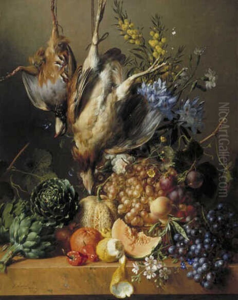 Still Life with Fruit, Vegetables and Poultry Oil Painting by Hendrik Reekers