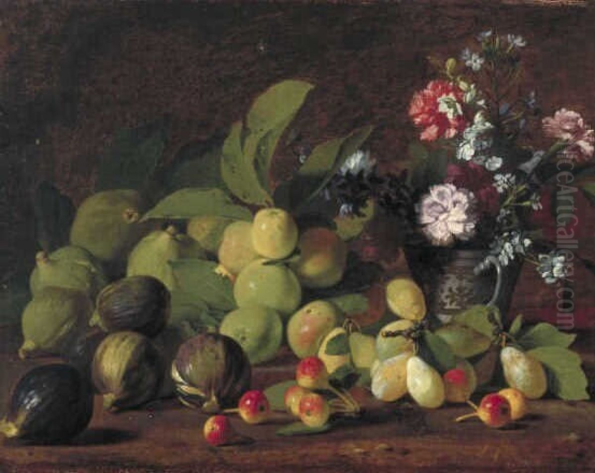 Stilleven van vruchten en bloemen Oil Painting by Luis Egidio Melendez