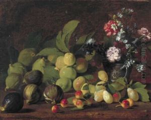 Stilleven van vruchten en bloemen