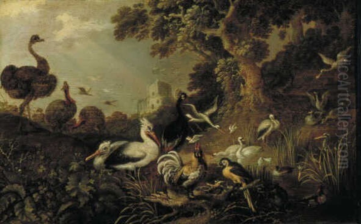 Vogels van diverse pluimage Oil Painting by Gijsbert d'Hondecoeter