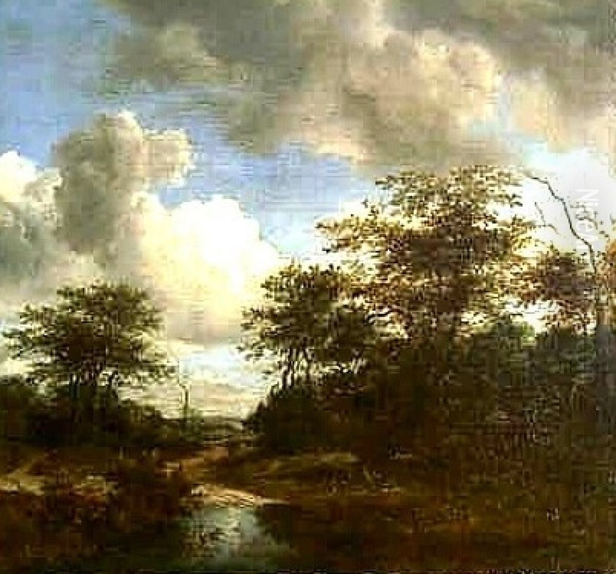 Zandweg tussen geboomte Oil Painting by Jacob Van Ruisdael