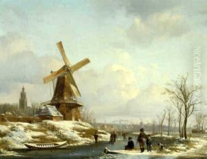 Winterlandschap met molen