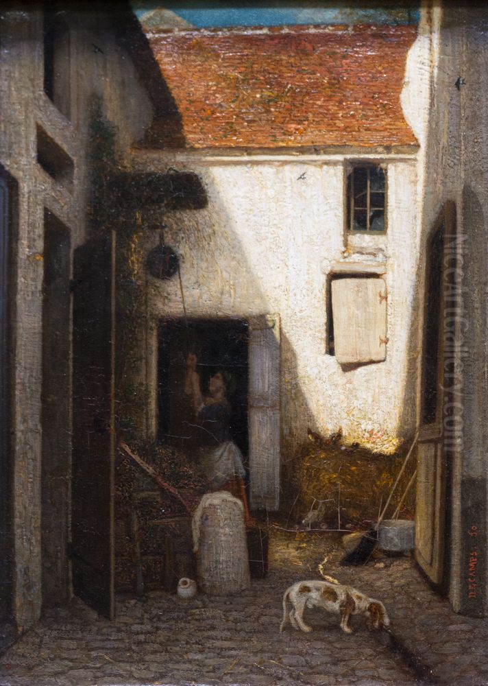 Cour de ferme Oil Painting by Alexandre-Gabriel Decamps