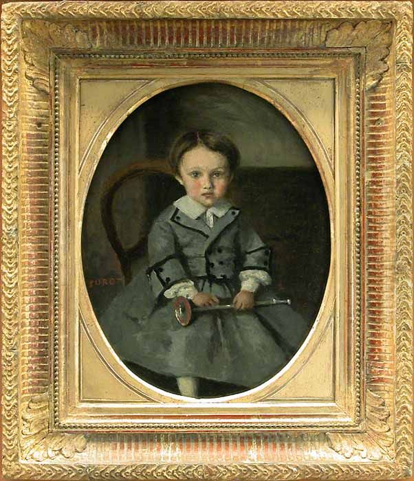 Maurice Robert, enfant (1853-1925), fils de francois-Parfait Robert, ami de Corot, magistrat a Mantes. Oil Painting by Jean-Baptiste Camille Corot